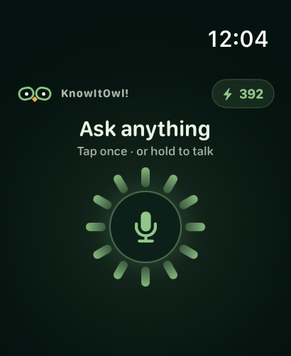 KnowItOwl ask screen on Apple Watch